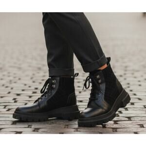 Aquatalia Kaylynn Boots Combat Weatherproof Waterproof Rain Ankle Black 7